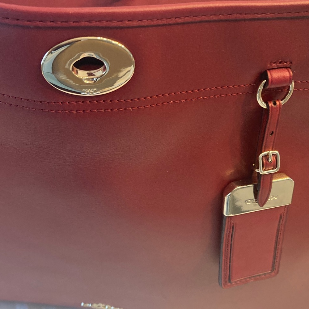Coach Red Gramercy Leather Satchel - Picture 4 of 9